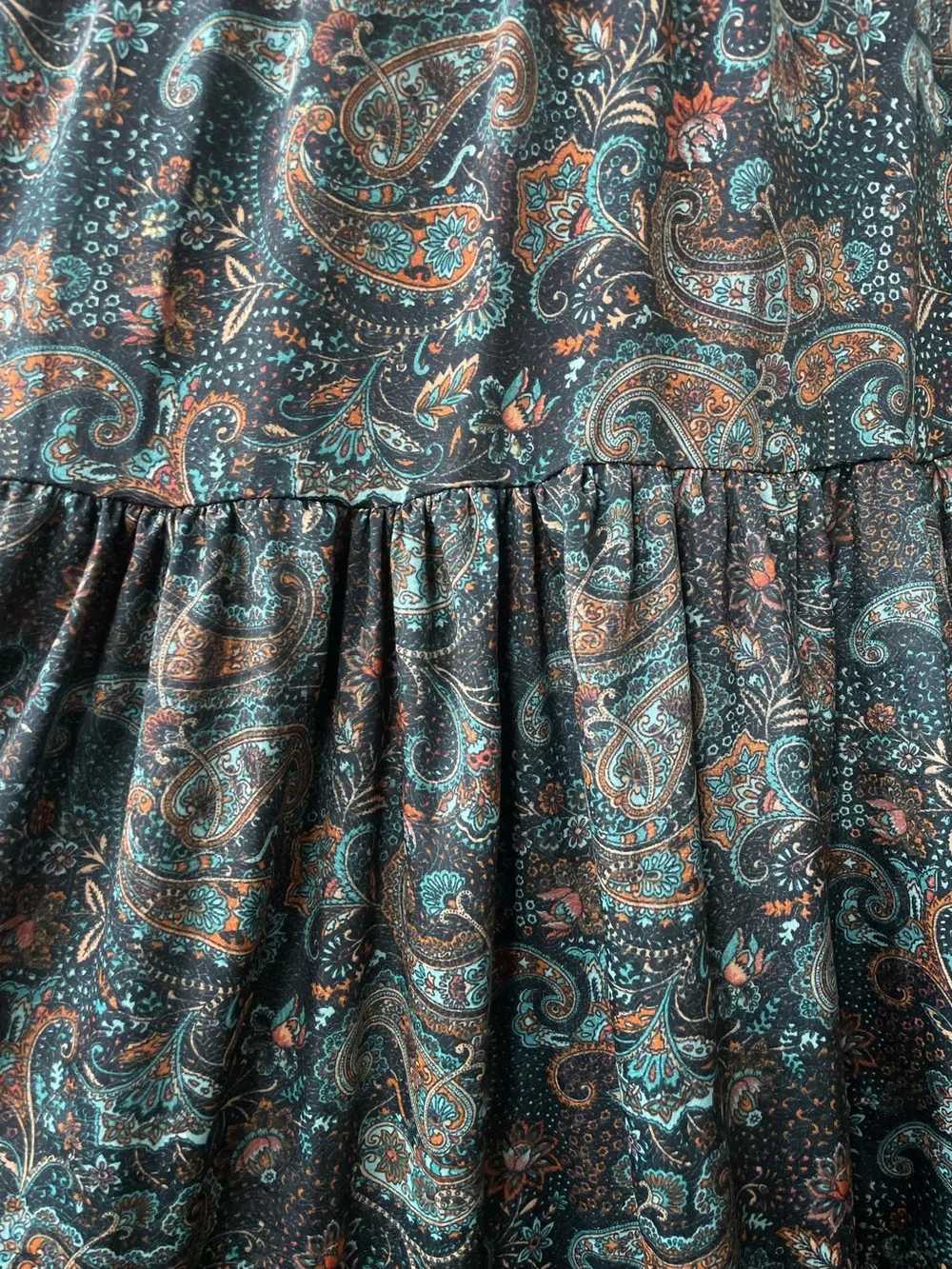 Vintage Boho Festival Western Paisley Tiered Ruffle Maxi Dress - Picture 15 of 16